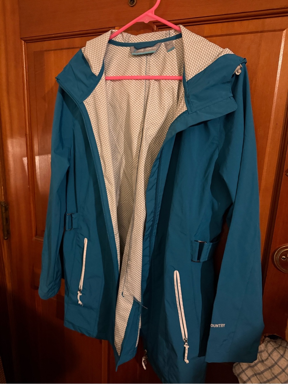 Free Country Teal Hooded Trench Coat